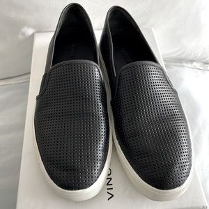 Vince women Blair style black flat slip on leather sneaker